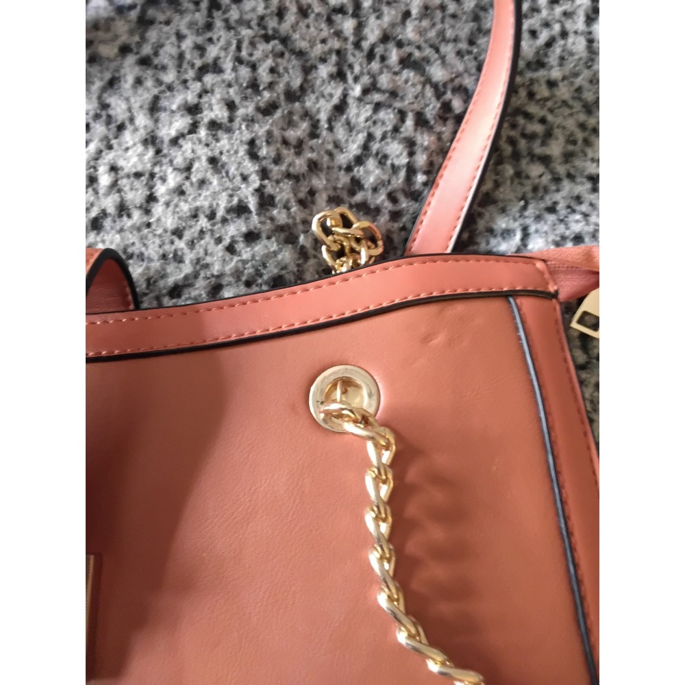 Diophy Women Orange Tan Faux Leather Tote Bag‎ Gold Chain Strap SH-8691S NEW - Picture 8 of 13